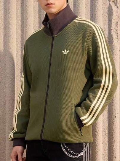  adidas originals 立領運動拉鍊條紋夾克男款