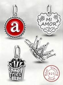 1件简约独特925纯银皇冠吊坠，DIY项链，精致珠宝礼品，男女皆宜 - 集合2 - 查看 2