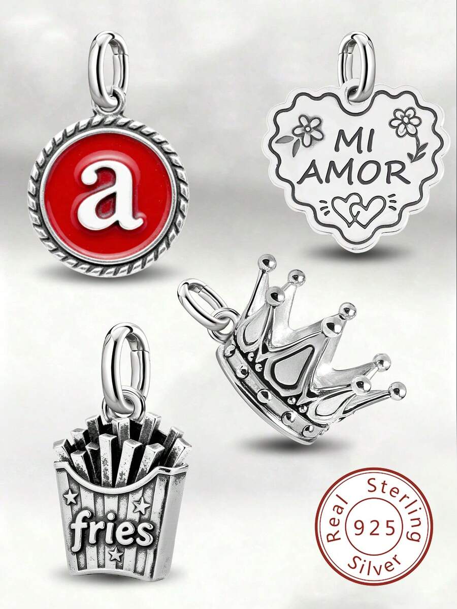 1件简约独特925纯银皇冠吊坠，DIY项链，精致珠宝礼品，男女皆宜