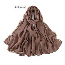 1pc Women's Chiffon Beaded Scarf, Malaysian Headscarf, Fresh And Sweet Long Scarf - Multicolor - View 16
