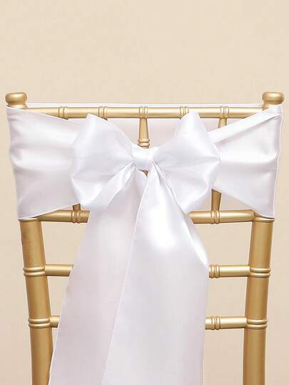 Dây ruy băng satin trắng có nơ trang trí ghế, ruy băng trang trí ghế đa năng, trang trí tựa lưng, thích hợp cho lễ cưới, tiệc cưới, tiệc liên hoan, tiệc sinh nhật.
