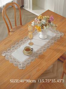 1 pieza Camino de mesa de encaje 100% poliéster lavable, decoración del hogar minimalista y elegante, resistente al calor y a las manchas, tapete de mesa de comedor adecuado para comedor, cocina, sala de estar, interior y exterior, disponible en múltiples tamaños y colores - Café integral - Ver 9