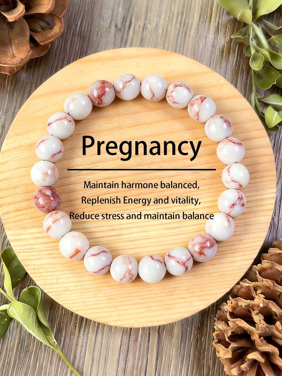 1条红脉碧玉手链——具有接地、平衡和增强情绪力量的功效，红色大理石手链，完美的女士手链，复古风格，可作为日常礼物送给家人和朋友。 - 彩色 - 查看 1