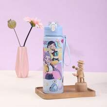 1pc 700ml KPOP Witch Hunting Girl Group Straw Cup, Cute Cartoon Design With Rope, Large Capacity Plastic Water Bottle - Multicolor - View 2