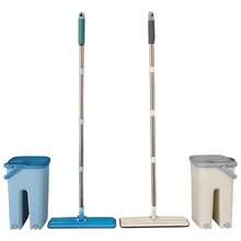 Compact Broom And Bucket, Automatic Cleaning And Drying System With Double Compartment, Washing And Wringing – Rotating And Flat Head - White - View 9
