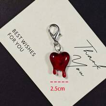 1pc Unisex European And American Creative Melting Dripping Heart Keychain, Couple Gift, Bag Charm - Multicolor - View 3