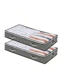 1pc Fabric Foldable Underbed Storage Box, Home Bedding & Clothing Organizer Bag With Zipper & Handle, Space-Saving Large Capacity, Home Organization, Moving Packing - Multicolor - View 8