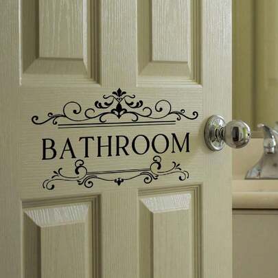 1pc Alphabet Graphic Wall Sticker, English Letters - Bathroom Wall Door Sticker, Removable Wall Sticker, Suitable For Home Bathroom, Home Decoration