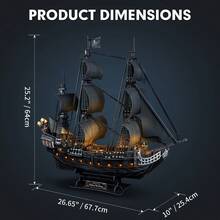 Mô hình tàu cướp biển 3D dạng xếp hình, đồ chơi lắp ráp tự làm Queen Anne's Revenge, món quà sáng tạo dành cho thanh thiếu niên và người lớn. - màu đen - Xem 2