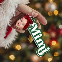 Llavero con colgante de foto personalizado: Regalo conmemorativo personalizado para la abuela, regalo cálido para el Día de la Madre o el cumpleaños de la abuela, joyería con recuerdos familiares apreciados, regalo familiar intergeneracional único adecuado para el bolso o llavero de la abuela - Llavero circular con cabeza grande - Ver 6