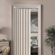 27.56-84.65英寸重型伸缩窗帘杆，黑银色，防锈，无需钻孔，不锈钢弹簧杆，带超宽防滑垫，适用于浴室/厨房/衣柜 - 浴簾桿 - 查看 5