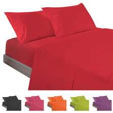 Ecommerc3 3-4 Piece Cotton Sheet Set, Fits Beds 80-200 Cm, Wide Variety Of Colors - 紅色 - 查看 2
