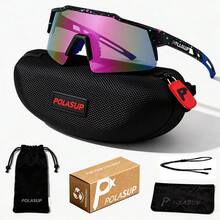 1pc POLASUP Brand Summer Outdoor Casual Glasses, Gradient Color Coated Full Coverage Sports Cycling Hiking Glasses, Solid Color One-Piece Lens Design, Breathable Frame - Multicolor - View 3