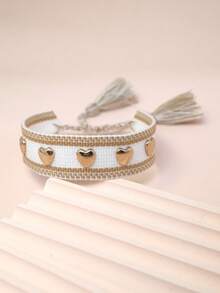 1pc Rivet Heart Bohemian Bracelet - Gold - View 5