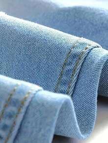 Men's Fashion Casual Washed Elastic Distressed Slim Fit Jeans - Baby Blue - View 4