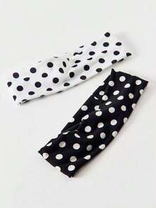 2pcs/Set Black & White Women's Fashion Polka Dot Print Soft Non-Slip Headband, Elastic Yoga Sports Headband Hair Accessories, Versatile For Daily Wear Vacation Hair Band - Nhiều màu 16 - Xem 2