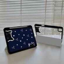 防震貓咪圖案翻蓋保護殼，精緻可愛的卡通貓配蝴蝶結與星星雙面壓克力透明背蓋，耐衝擊，適用於 iPad 第 7、8、10 代 (10.2 吋)。內建筆槽，支援睡眠/喚醒功能與多種折疊支撐模式，是絕佳的節日禮物與生日禮物 - 彩色 - 查看 5