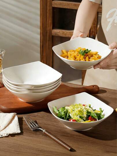 4个/2个/1个可重复使用塑料碗，黑白两色可选，适用于盛放水果、蔬菜、沙拉、零食、甜点、汤、燕麦片、意面等，可微波炉加热，可用洗碗机清洗，是居家必备的厨房用品，也是烹饪用具、家居装饰和馈赠亲友的佳品，男女皆宜，超级易用！！！强烈推荐！！！