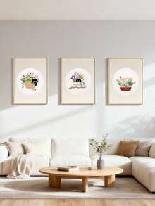 1 Set Embroidery Kit Suitable For Beginners, With Cat And Floral Pattern, 1 Set Includes 1 Embroidery Cloth + 1 Embroidery Hoop + 2 Embroidery Needles + 1 Set Of Colored Threads + 1 English Instruction Manual - Style a Material Package - View 3