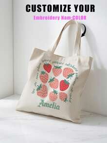 1 buah Tas Tote Kanvas Kustom, Cetak Foto/Nama/Pemandangan/Ilustrasi yang Dipersonalisasi, Tas Bahu Ringan Kapasitas Besar, Perlengkapan Penting untuk Kembali ke Sekolah - MultiWarna - View 4