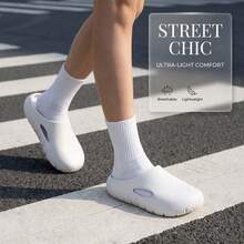 New Casual Versatile EVA Slide Sandals, Thick Sole Wear-Resistant Beach Slippers For Couples, Summer - White - View 4