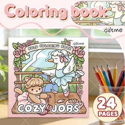 GDTME COZY JOBS: Bold-Easy Patterns Coloring Book For Adults And Children Cute Drawing Book Perfect Gift For Easter, Mother's Day, Christmas Party, Halloween And Birthday- Cute Scene Colouring For Relaxing : Suitable For Friends Who Love Coloring And Back To School(Cozy Space Coloring)
