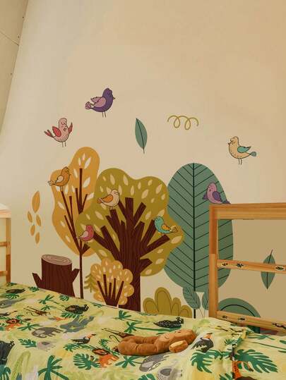 1pc/2pcs, Multi-Size, PVC Self-Adhesive Removable Wall Stickers, 3D Dinosaur, Ligament Plants And Animals, Underwater World, Whale, Seaweed, Children's Watercolor Forest Birds, Cartoon Panda And Other Decorative Wall Stickers, Suitable For Bedroom, Living Room, Study, Dining Room, Bathroom, Home Wall Decor, Room Decoration