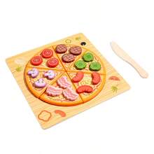 木制披萨拼图玩具，形状匹配厨房游戏，适合3-9岁儿童的益智玩具 - 彩色 - 查看 10
