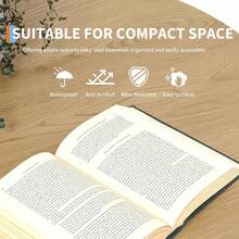 Mesa de café redonda clásica de 28 pulgadas mediados siglo con almacenamiento diseño acanalado puerta deslizante tambor fácil montaje perfecta para sala de estar hogar acento vintage - Natural - Ver 5