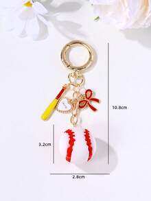 1件装 时尚运动主题PVC 3D足球、棒球、橄榄球钥匙扣，可作背包装饰、汽车装饰或派对礼物 - 彩色 - 查看 8