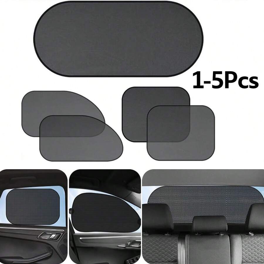 1-5件装通用汽车遮阳罩可折叠汽车侧窗后挡风玻璃网状遮阳罩汽车挡风玻璃后罩汽车后玻璃遮阳罩 - A - 查看 1