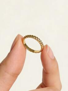 1pc Elegant Cubic Zirconia Inlaid 925 Sterling Silver Ring, Suitable For Balls, Gatherings And Various Parties - 3mm Twisted Ring - View 2