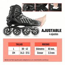 Patines 4 Ruedas Linea Luces Led Profesionales Niños Adultos Color Negro Talla De Los Patines Gn Cm 24.5-27.5 Tamaño De Las Ruedas 82 Mm - Negro1 - Ver 8