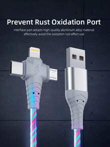 三合一快速充电LED数据线，兼容 17 Pro Max/17 Pro/17/Air/17/16/15/14/13/12/11、S25/S24/S23/S22/S21/S20 Ultra Plus系列 - 彩色 - 查看 7