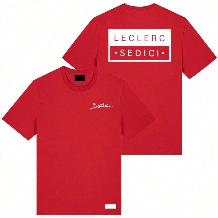 Charles No.16  SEDICI TEE Summer Short Sleeve Cotton Fashion T-Shirt O-Neck Loose Men Women Tshirts Design Graphic Merch - 500909-紅色 - 查看 1