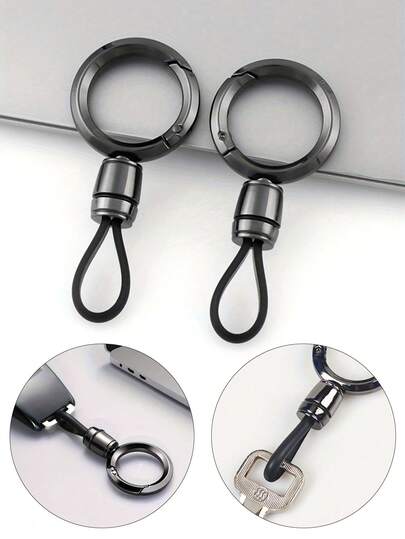 1pc Unisex Car Key Chain, Made Of Zinc Alloy With Spring Clip Design, Anti-Lost Pendant, Casual Metal Key Ring, Suitable For Men And Women, Black Minimalist Style, Safety Key Holder, Waist Hanging Decor, Key Finder Tool, Key Chain Wallet Chain, Friend Birthday Gift