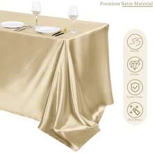 Khăn trải bàn satin màu sâm panh hình chữ nhật, kích thước 57 x 118 inch, chất liệu lụa bóng mịn, thích hợp cho đám cưới, tiệc chiêu đãi và các sự kiện khác. - rượu sâm panh - Xem 4