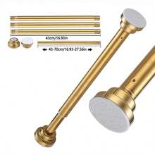 27.56-84.65英寸重型伸缩窗帘杆，黑银色，防锈，无需钻孔，不锈钢弹簧杆，带超宽防滑垫，适用于浴室/厨房/衣柜 - 浴簾桿 - 查看 15