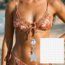 1 set de 1 pieza de joyería corporal falsa sin perforación tipo dermal para mujeres, pegatinas para el pecho y 1 hoja de pegatinas - Plateado - Ver 8