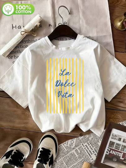 La Dolce Vita gestreepte print, losvallend dames T-shirt, zomertop, K-Pop warrior serie, top van puur katoen, dameskleding, zomerkleding voor dames, gebreide kleding, feestoutfits, dameskleding in grote maten, losse top met ronde hals voor dames in grote maten, outfits voor beste vriendinnen, vakantiekleding, casual sportkleding, elegante tops, dames sportkleding, damestop, promotionele dameskleding, unisex, tienerkleding, basic T-shirts, zomerkleding voor dames, zacht en comfortabel, Y2K-stijl, zomer, lente, Pasen, St. Patrick's Day, feesten, strand, bruiloften, uitjes, diploma-uitreikingen, elegant, vakantie, casual, sportief, luxe, formeel, pailletten, stippen, luipaardprint, bloemen, patroon.