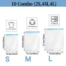 Bolsas de compresión para viajes, bolsas de equipaje ahorra espacio enrollables, artículos esenciales para cruceros, decoración de vacaciones, decoración de habitaciones, decoración del hogar, decoración de dormitorios, vestidos, pantalones, zapatos, jeans, botas, faldas, almacenamiento y organización de dormitorios, almacenamiento del hogar - transparente - Ver 24