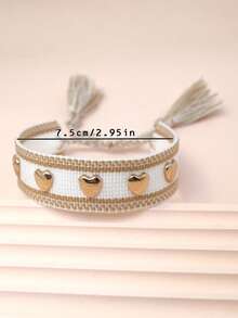 1pc Rivet Heart Bohemian Bracelet - Gold - View 6