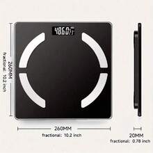 1个电子浴室秤，体重秤，玻璃面板，大背光显示屏，家用称重秤，家居必备 - 黑色 - 查看 2