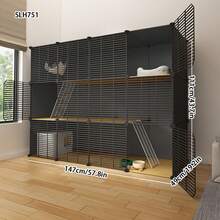 Stackable Multi-Layer Cat Cage With Climbing Ladder, Pet Playpen For Kittens, Rabbits, Guinea Pigs And Other Small Animals - Multicolor - View 3