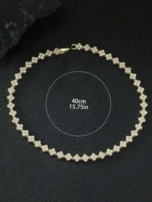 1件套女士黄铜花卉奢华首饰套装，项链首饰礼品 - 金色 - 查看 5