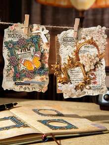 10张/包复古相框贴纸，创意美学贴纸，DIY装饰拼贴工艺材料，节日礼物，个性化剪贴簿学习用品（6种不同设计） - 中世紀紋章 - 查看 8