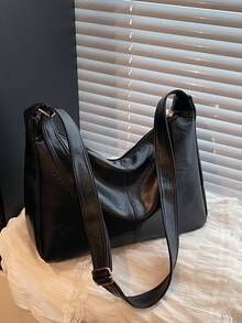 Vintage Large Capacity Crossbody Bag, New Arrival High-End Commuting Shoulder Tote Bag For Women - Black - View 6