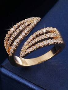 1pc Niche Design Devil's Claw Rhinestone Ring, Luxury Open Adjustable Ring, Elegant Commuting Versatile Accessory - Open Ring - View 1