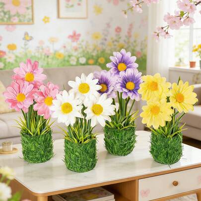 1-4pcs Artificial Gerbera Flower Branch Bouquet Sunflower Home Garden Decoration Wedding Christmas Festival Party Supplies Home Decors Wedding, Bachelorette Party, Engagement, Anniversary, Graduation Decor.