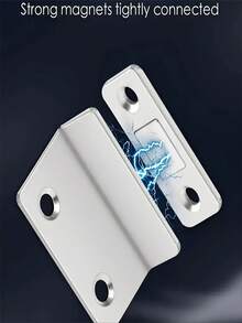16pcs Ultra-Thin Magnetic Locks With Adhesive Sealing, Suitable For Closing Kitchen Cabinets And Wardrobe Doors, Includes 2 Magnetic Strips + 2 Stickers + 8 Screws + 4 Strong Adhesive Pads - A - View 5